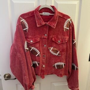 LIVE LOVE GAMEDAY Red Corduroy Jacket - New - Never Worn